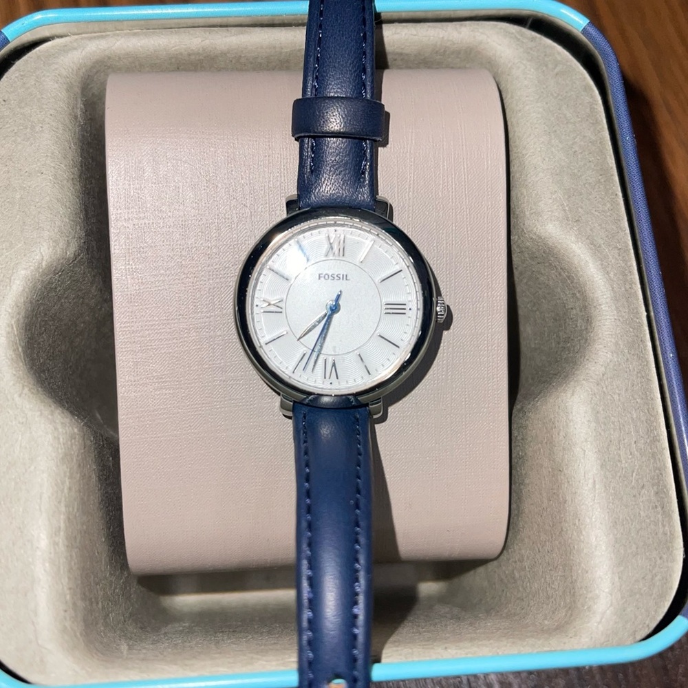 SOLD - JACQUELINE NAVY FOSSIL WATCH